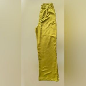 Olive/Grass Green, high waisted, wide legged satin pants